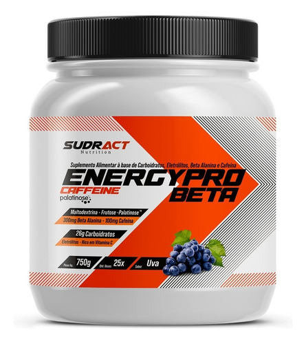 Energy Pro Beta 750g C/ Beta Alanina E Cafeína - Sudract