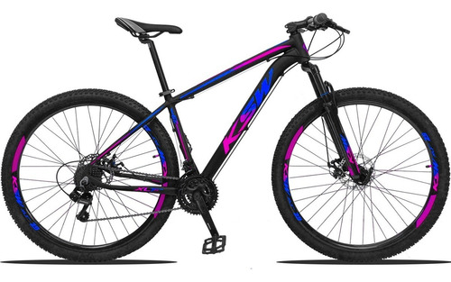 Bicicleta Aro 29 Ksw 24v Shimano Freio Hidraulico/trava/k7 Cor Preto Azul E Vermelho Tamanho Do Quadro 15