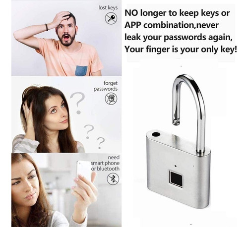 Imagen 3 de 6 de Candado Con Huella Digital Automático Lock Zws-s2
