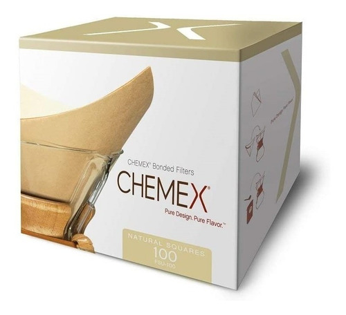 Filtros De Café Chemex Natural Cuadrados 100 Unidades