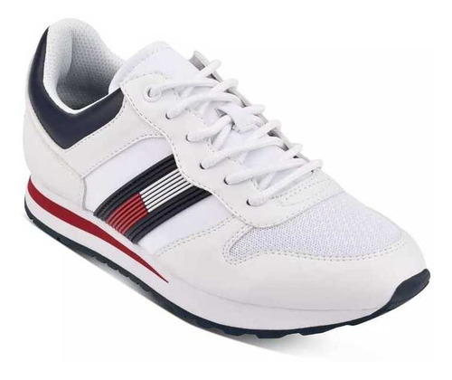 Tenis Tommy Liams Blanco Con Azul Y Rojo Para Dama