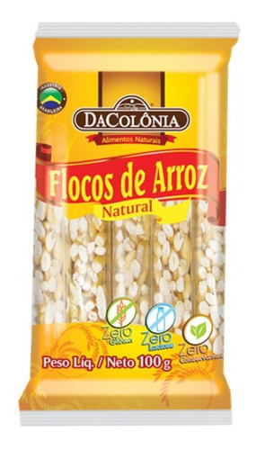 Flocos De Arroz Natural Zero Lactose Dacolônia Pacote 100g