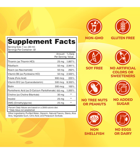 Enp Complejo B Líquido 32 Oz Vitaminas B6 B12 Energía