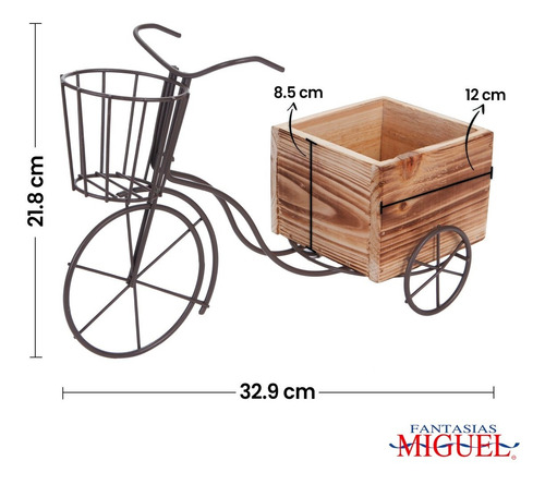Imagen 2 de 3 de Mylin Triciclo Metal Con Canastilla Y Base Madera 1pz