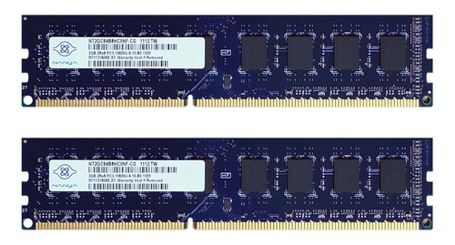 Kit De Memorias Ddr3 Nanya 4gb (2x 2gb) Pc3-10600u 1333mhz