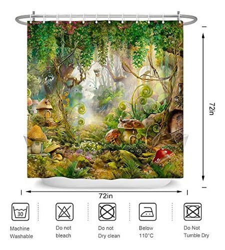 T Cortina De Ducha Leowefowa Fantasy Mush Enchanted Forest