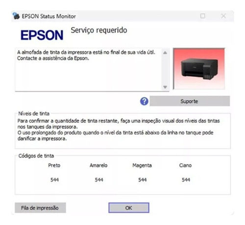Reset Almofadas Impressora Epson L3210 / L3250 / L5190