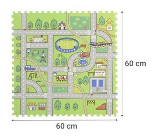 Alfombra Infantil Puzzle Pista 60 X 60 Cm