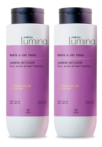 2 Shampoo Matizador Rubio O Con Canas Lumina Natura