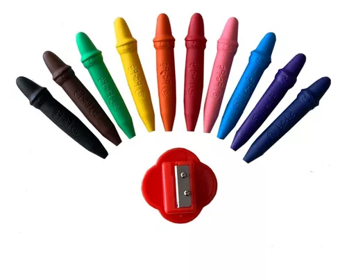 Crayones Ceras Giotto Bebe X10 Colores Sacapuntas No Toxicos