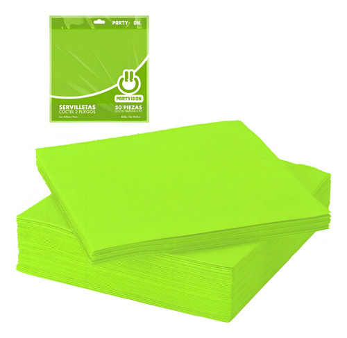 100 Pzas Servilletas De Papel Party Is On Color Verde kiwi