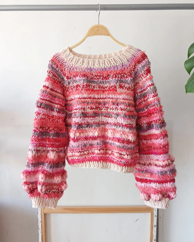 Sweater Tejido A Mano Lana Acrílico Rosa Coral Buzo Crochet