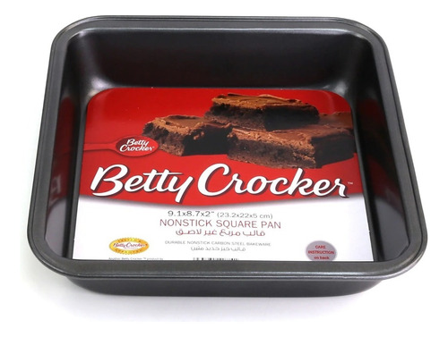 Tortera Cuadrada Antiadherente Betty Crocker 23cm Color Negro