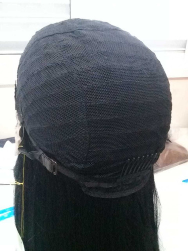 Peruca Frontlace Natural Orgânica Repartição Livre+touca Wig