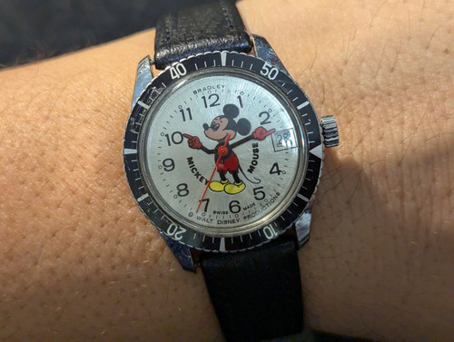 Reloj De Hombre Antiguo Mickey Mouse Suizo De Cuerda (Reacondicionado)