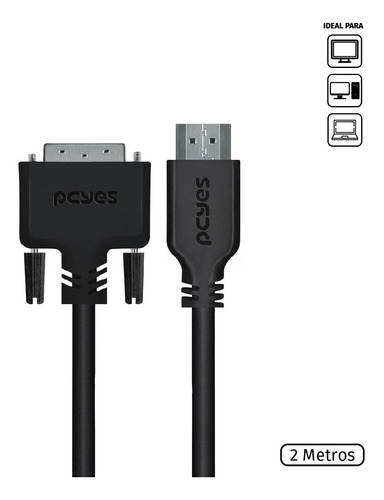 Cabo Dvi-d 24+1 Para Hdmi 2.0 2 Metros Qualidade Pcyes