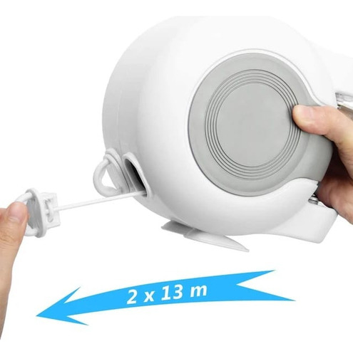 Tendedero Retractil Doble Linea Colgador Pared Cuerda Blanco