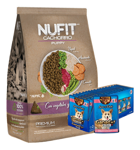 Nufit Cachorro 20 Kg + Sobres Lomo De Cerdo 100 G (22 Pzas)