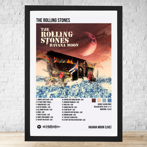 Cuadro The Rolling Stones 11 30x40 Con Vidrio Y Marco C282 Negro Moderno