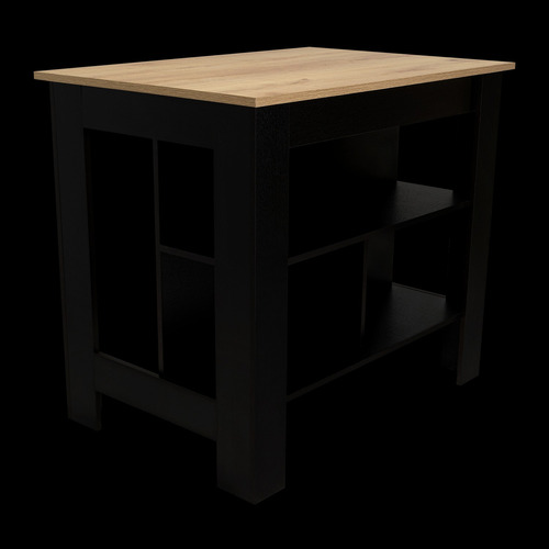 Isla De Cocina 103x70x90 Cm Fm-009n Negro Y Café Claro Color negro-café claro