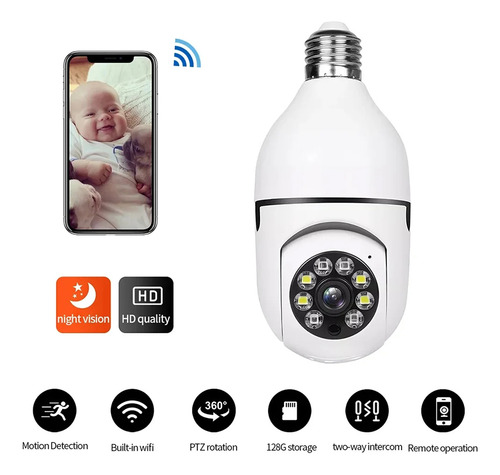 2.4g E27 Bombilla Wifi Cámara Versión Nocturna Protección
