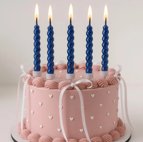 Velas Para Torta Cumpleaños Tirabuzon Pack X6 Unidades Cod11 Plateado