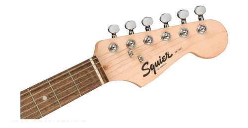 Guitarra eléctrica infantil Squier by Fender Mini stratocaster de álamo Shell pink brillante Diapasón de Laurel Indio
