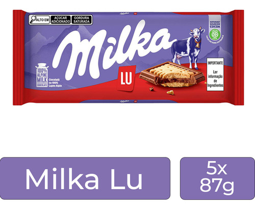 Milka LU Milka Lu Milka Mondelez International. sem informação com sem agregado caixa 87 g pacote x 5
