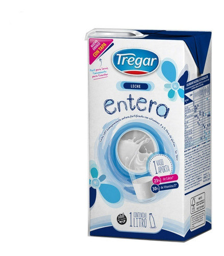 Imagen 1 de 4 de Leche Entera Larga Vida X 1 L Tregar