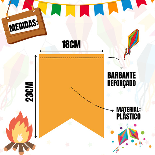 Kit 500 Metros Bandeirinha Festa Junina Plástica Resistente Área Externa/interna