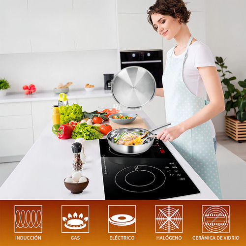 Batería De Cocina 15 Piezas Doble Fondo Acero Inoxidable
