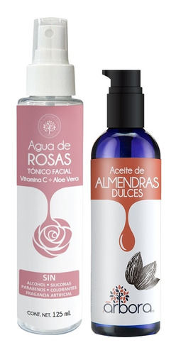 Kit Aceite Almendras Dulces + Agua De Rosas Con Aloe Vera