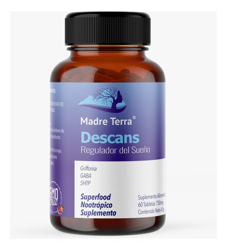 Madre Terra Descans Regulador Del Sueño 600mg 60 Caps Sabor Natural