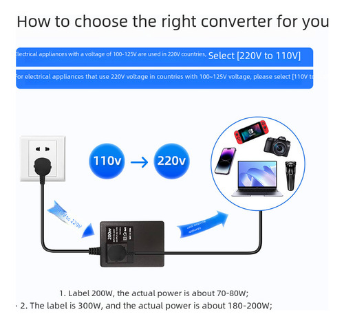 . Convertidor De Potencia Gb 220v/110v - 200w Us/eu 110v A