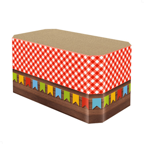 Capa Toalha De Mesa Xadrez Festa Junina Decoração Arraiá Tecido Sublimado Veste Fácil