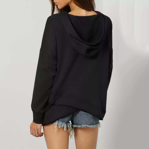 Sudadera Con Capucha De Manga Larga Con Cordones Para Mujer,