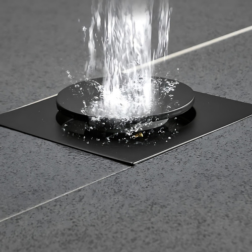 Ralo Banheiro 15x15 Click Veda Cheiro Inteligente Inox Preto