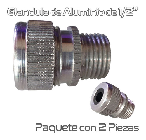 2 Pack Conector Glandula De 1/2 Pulgada Aluminio