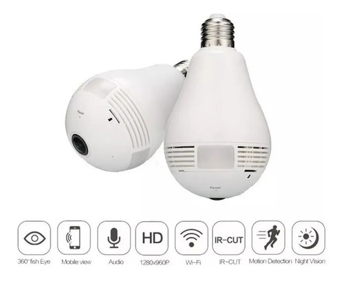 Imagen 4 de 8 de Foco Lámpara Led Cámara Espía 360° Wifi Sonido Sensor Alarma