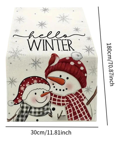 05.05 De Mesa Navideño, Mantel De Muñeco De Nieve, Centro De