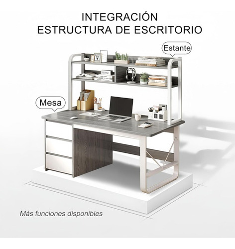 Escritorio Para Computadora Con Repisas Cajones Resistente Beige