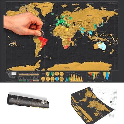 Mapamundi Para Raspar Scratch Mapa 82*59cm Datos Geograficos