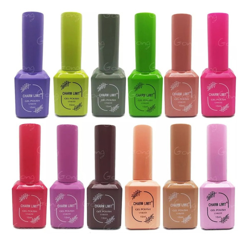 Kit X12 Esmaltes Semipermanentes Cabina Uñas Charm Limit Uv