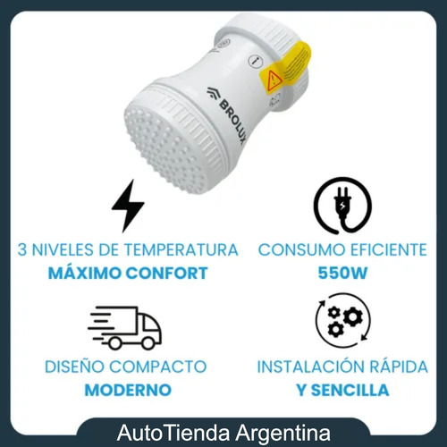 Ducha Electrica 220v Brolux 3 Temperaturas Potencia 5500w Blanco 5.5 W