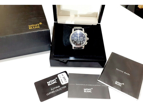 Relógio Montblanc Preto Com Pulseira Em Couro Bovino