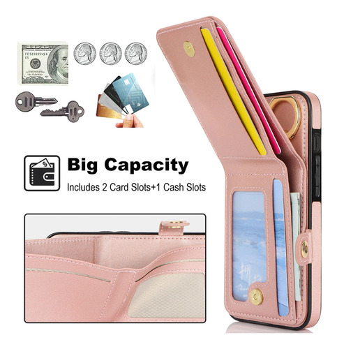 Capa De Couro Tipo Carteira Para iPhone Com Porta-cartões