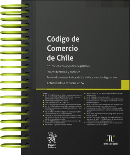 Código De Comercio De Chile 3ª Edición 2024 Anillado 