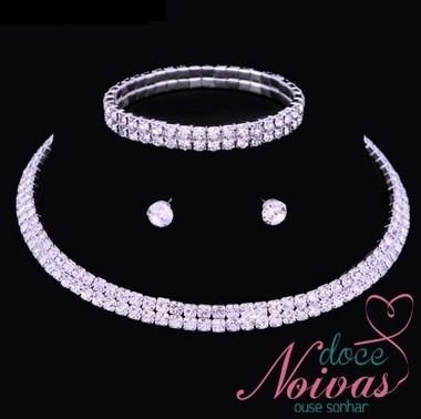 Conjunto Brinco, Colar E Pulseira Noiva Festa