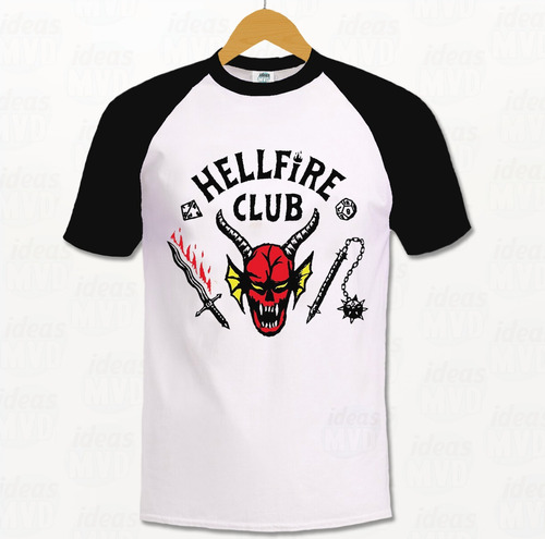 Remera Stranger Things Hellfire Club (bla/neg) Ideas Mvd