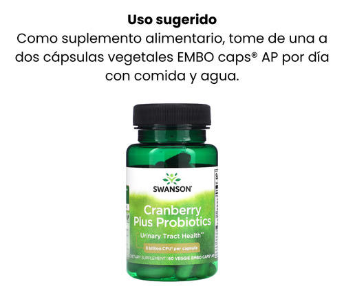 Cranberry Plus Probióticos 60 Veggie Embo Caps Swanson